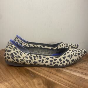Rothys The Point Leopard Print Womens Animal Print Size 9 Knit Ballet Flats